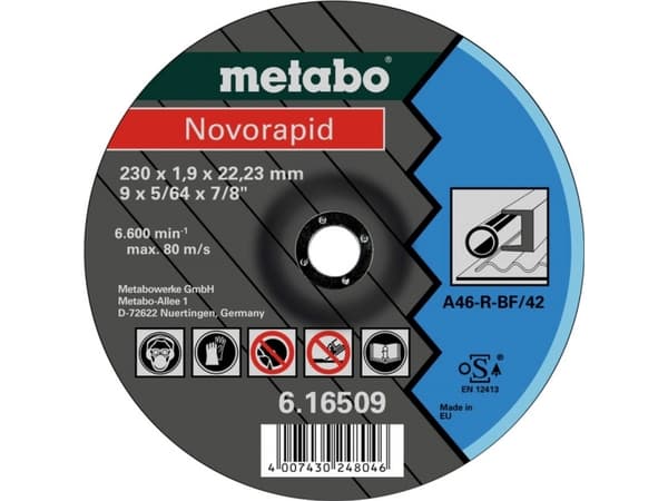 Metabo 616508000, Klippskiva, Nedsänkt i mitten, Stål, Metabo, 2,22 cm, 18 cm