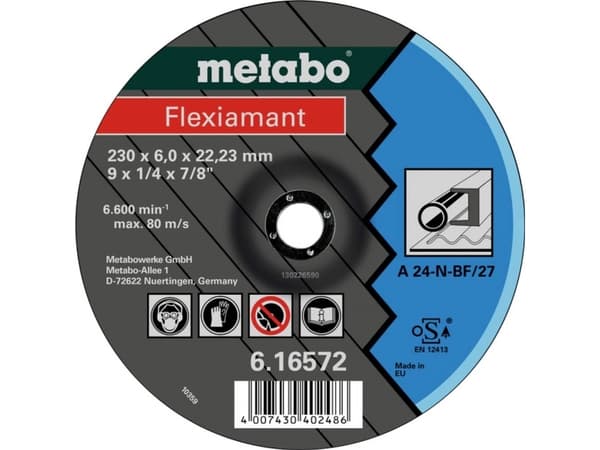 Metabo 616554000, Slipehjul, Stål, 10200 RPM, Blå, Grå, Rund, 2,22 cm