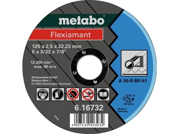 Metabo 616732000, levyleikkuri, Sisäänpainettu keskiosa, Terästä, Metabo, 2,22 cm, 12,5 cm