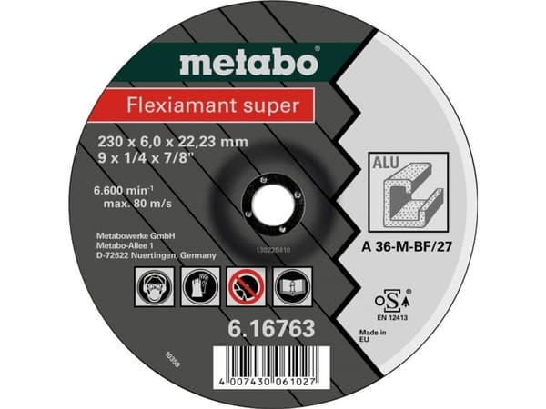 Metabo 616748000, Kutteskive, Flatt senter, Aluminium, Alle merker, 11,5 cm, Sort