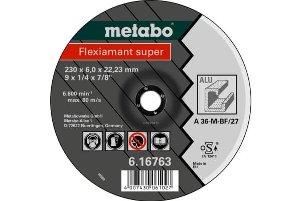 Metabo 616748000, Kutteskive, Flatt senter, Aluminium, Alle merker, 11,5 cm, Sort