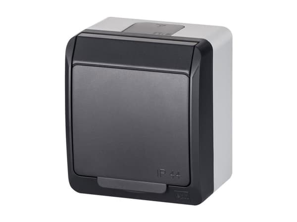 HERMES Yksittäinen pistorasia 2P+Z SCHUKO IP44 antrasiitti 0324-07