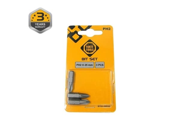 Forte_Tools Screwdriver Bit Ph2x25mm 3Pcs