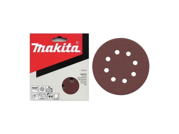 Makita - Sandpapper - för trä, metall - 10 delar - 125 mm - rund - grus: P180 - 125 mm