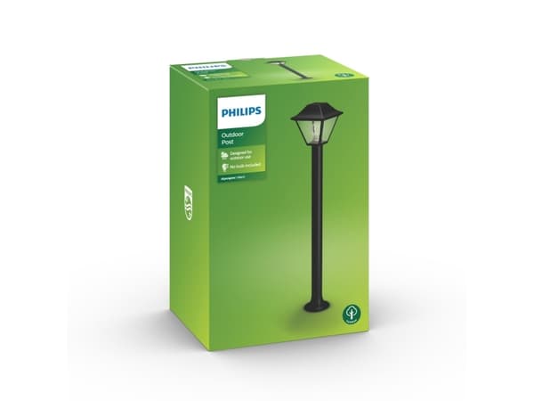 Philips myGarden Alpenglow-sokkel/stilys, 60 W, E27, ingen pære, Utendørs sokkel/stang-belysning, Sort, Aluminium, Glass, IP44, Hage, Terrasse, I
