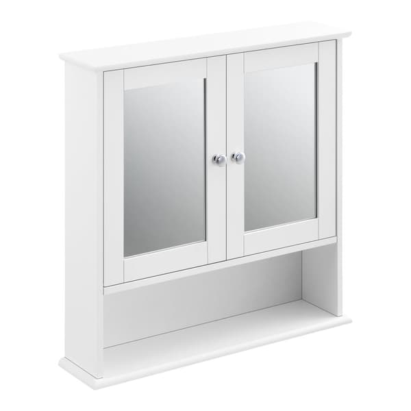 [en.casa]® Badrumsskåp Linz-väggskåp-spegelskåp-väggmonterad-58x56x13cm-MDF-vit-2 dörrar