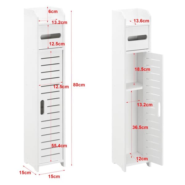 [en.casa]® Badrumsskåp Leoben-högskåp-80x15x15cm-WPC-vit