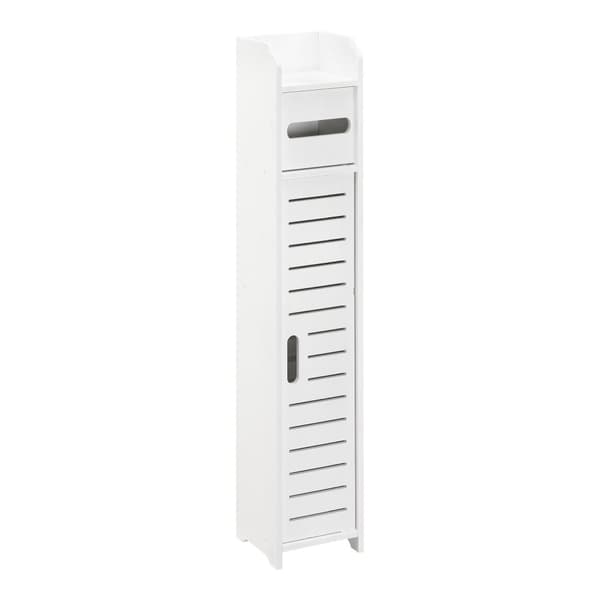 [en.casa]® Badrumsskåp Leoben-högskåp-80x15x15cm-WPC-vit