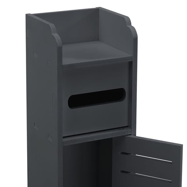 [en.casa]® Badrumsskåp Leoben-högskåp-80x15x15cm-WPC-mörkgrå