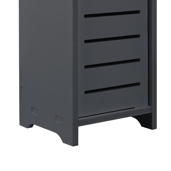 [en.casa]® Badrumsskåp Leoben-högskåp-80x15x15cm-WPC-mörkgrå