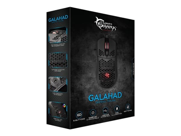 White Shark GM-5007 GALAHAD - Mus - optisk - 6 knappar - kabelansluten - USB 2.0 - svart