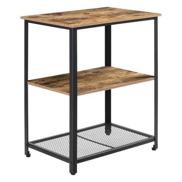 [en.casa]® Rullvagn Freiburg-serveringsvagn-rullbord-76,5x60x40cm-metall-spånskiva-plast-träfärgad-svart-avtagbara hjul