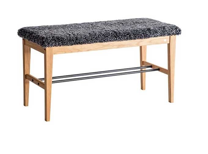 Bänk Cora Mörkgrå Fårskinn