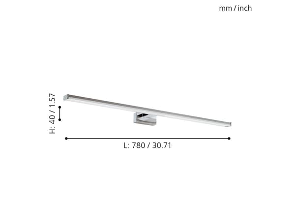 Eglo Pandella 1 Speillampe 78 cm. - Krom