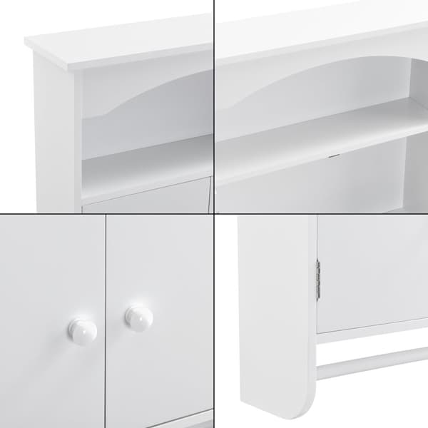 [en.casa]® Väggskåp Graz-Badrumsskåp-61,3x53x15,5cm-MDF-vit-med handdukshållare