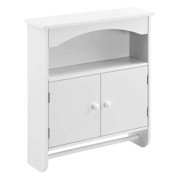 [en.casa]® Väggskåp Graz-Badrumsskåp-61,3x53x15,5cm-MDF-vit-med handdukshållare
