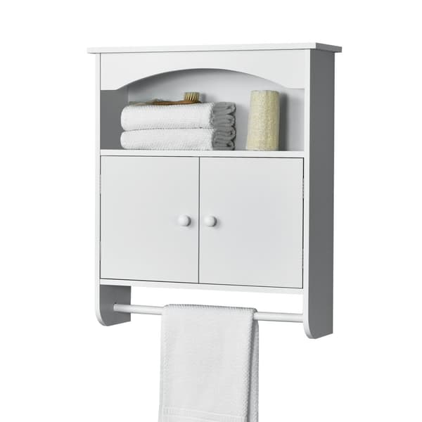 [en.casa]® Väggskåp Graz-Badrumsskåp-61,3x53x15,5cm-MDF-vit-med handdukshållare