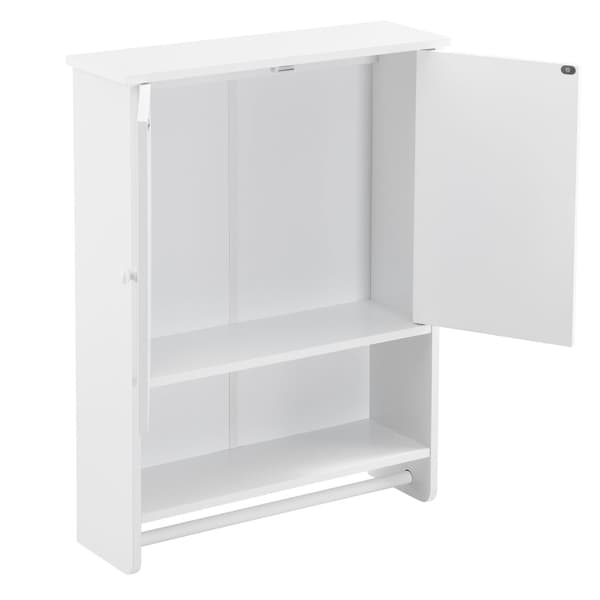 [en.casa]® Väggskåp Steyr-badrumsskåp-65x48,7x14,5cm-MDF-vit-med handdukshållare