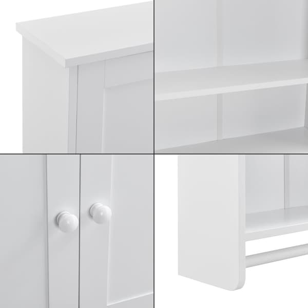 [en.casa]® Väggskåp Steyr-badrumsskåp-65x48,7x14,5cm-MDF-vit-med handdukshållare