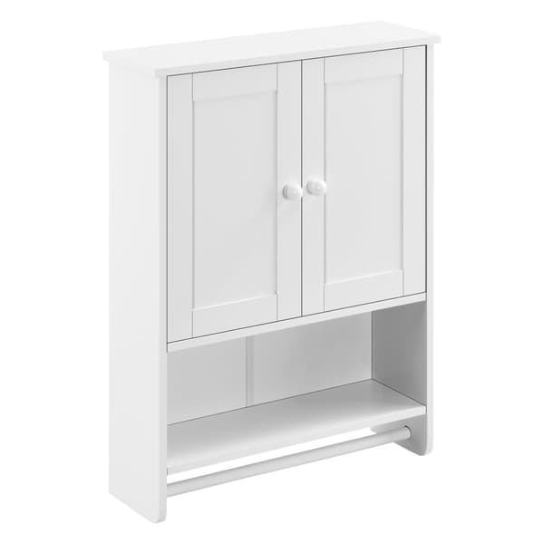[en.casa]® Väggskåp Steyr-badrumsskåp-65x48,7x14,5cm-MDF-vit-med handdukshållare