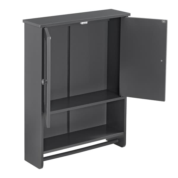 [en.casa]® Väggskåp Steyr-badrumsskåp-65x48,7x14,5cm-MDF-mörkgrå-med handdukshållare