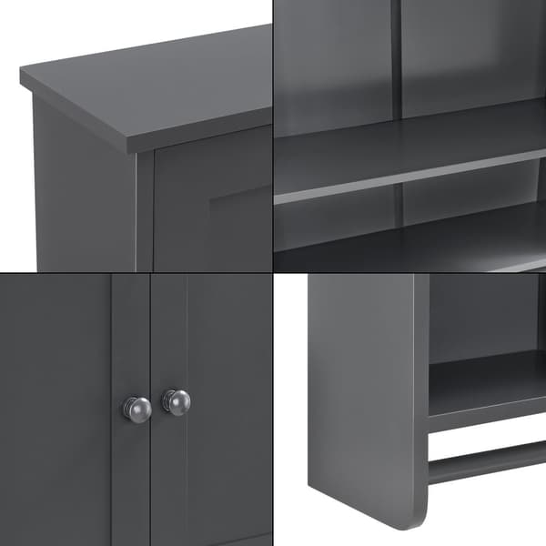 [en.casa]® Väggskåp Steyr-badrumsskåp-65x48,7x14,5cm-MDF-mörkgrå-med handdukshållare