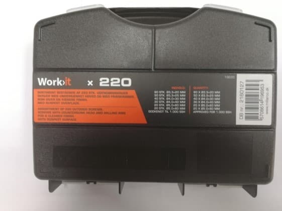 Work&gt;it® utomhusskruvar i sortimentslåda med 220 delar