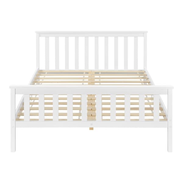 Träsäng Breda sängstomme 200x140cm furu vit max.150kg [en.casa]