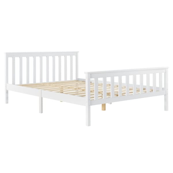 Träsäng Breda sängstomme 200x140cm furu vit max.150kg [en.casa]