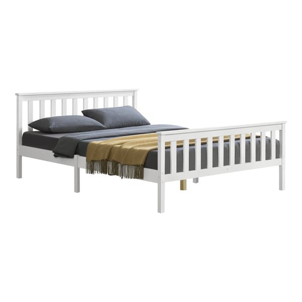 Träsäng Breda sängstomme 200x140cm furu vit max.150kg [en.casa]