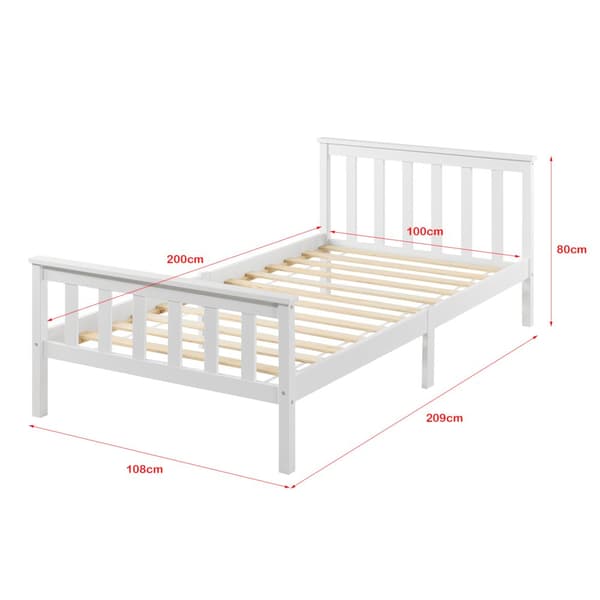 Träsäng Breda sängstomme 200x100cm furu vit max.100kg [en.casa]