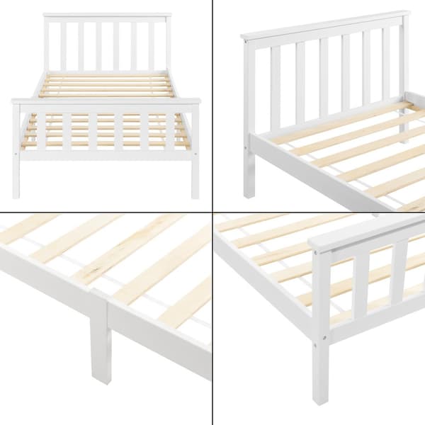 Träsäng Breda sängstomme 200x100cm furu vit max.100kg [en.casa]