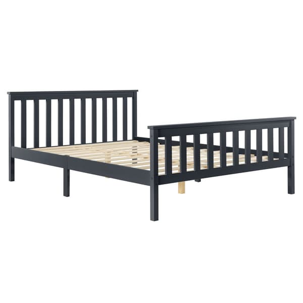 Träsäng Breda sängstomme 200x160cm furu mörkgrå max.200kg [en.casa]