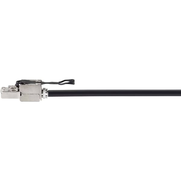 Renkforce RF-4538216 RJ45 Nätverkkabel, Patchkabel CAT 6A S/FTP 0.50 m Svart Med stödring för upplåsning 1 st