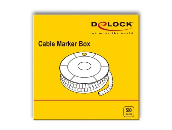Delock Cable Marker Box, No. 4 - Johdon/kaapelin merkitsimet (esipainettu) - keltainen (500 kpl)
