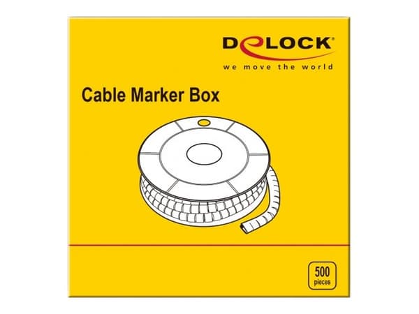 Delock Cable Marker Box, No. 4 - Johdon/kaapelin merkitsimet (esipainettu) - keltainen (500 kpl)