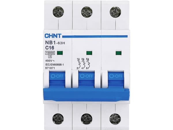 Chint 179877 NB1L Ledningssikkerhedsafbryder 3-kertainen 6 A