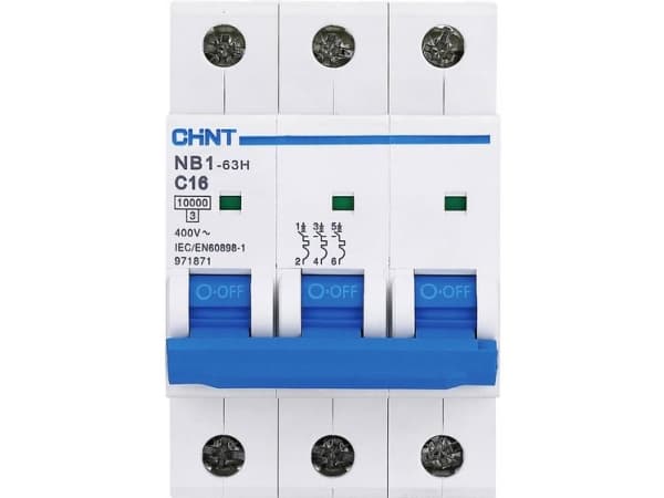 Chint 179877 NB1L Ledningssikkerhedsafbryder 3-kertainen 6 A