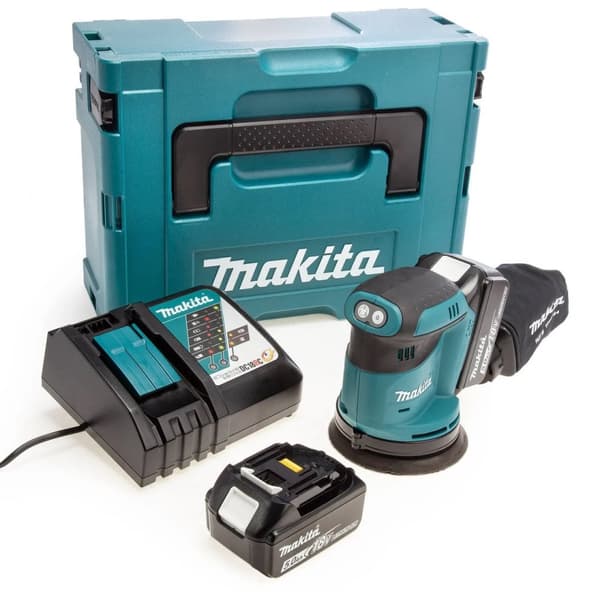 Makita DBO180RTJ - Eksentersliper - trådløs - 125 mm - 2 batterier - 18 V