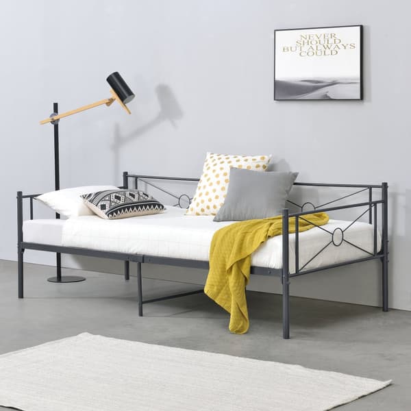 [en.casa] Säng Alvesta i metall-200x90cm-mörkgrå matt
