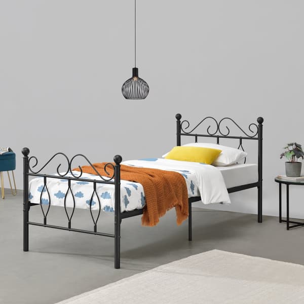 [en.casa]® Sängstomme Apolda i metall inkl. ribbotten-200x90cm-pulverlackerat stål-svart matt-reptålig-slitstark- max. belastning: 200kg
