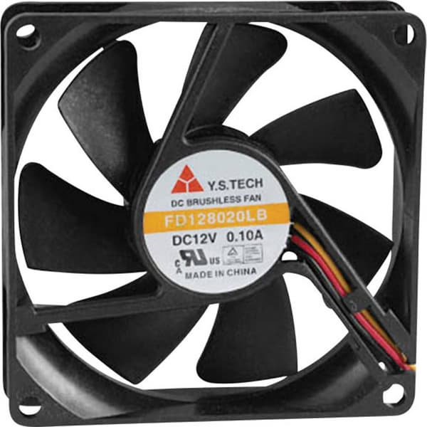 YS TECH FD128020LB(2F3) Axialfläkt 12 V/DC 42.48 m³/h (L x B x H) 80 x 80 x 20 mm