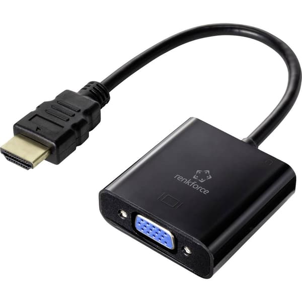 Renkforce HDMI / VGA Adapterkabel HDMI-A-kontakt, VGA 15-polig Uttag 0.15 m Svart RF-4531578 dubbelt skärmad HDMI-kabel