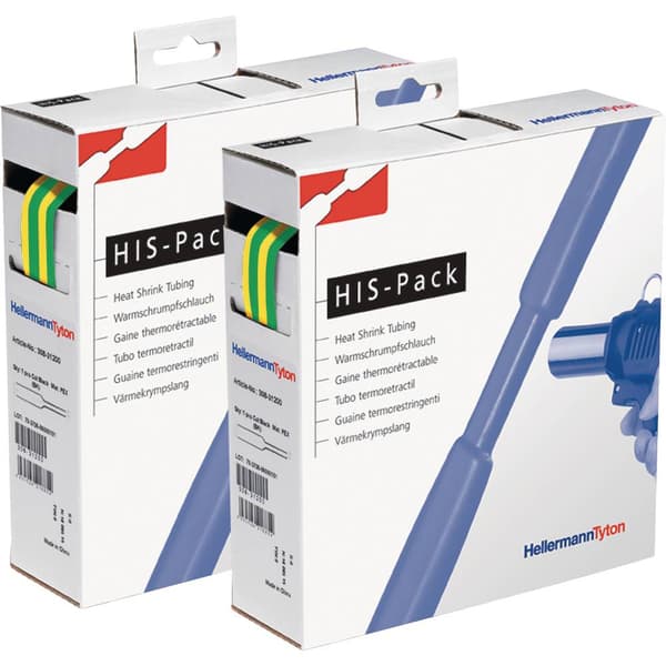 HellermannTyton 300-30487 Krympslang utan lim Grön, Gul 4.80 mm 2.40 mm Krympförhållande:2:1 10 m