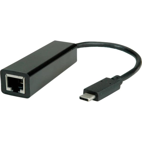 Value Nätverk Adapter [1x USB-C® hane - 1x RJ45 hona] Svart