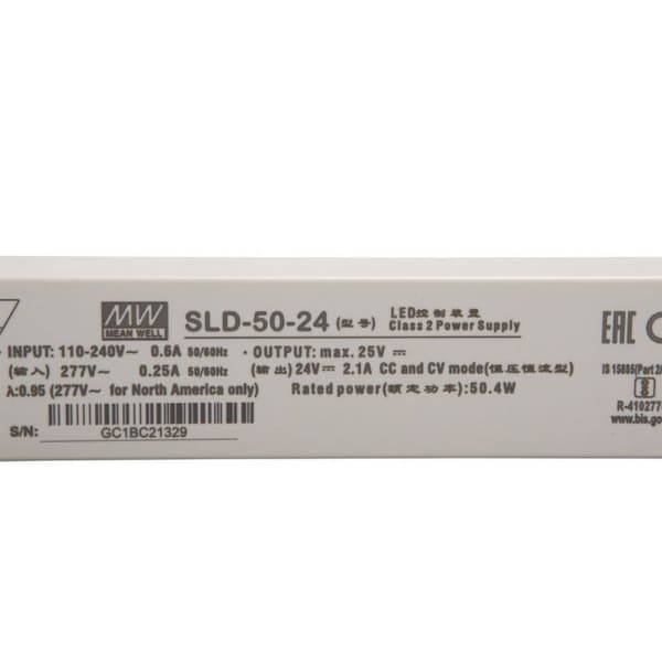 Mean Well SLD-50-24 LED driver Konstantspänning, Konstantström 50.4 W 2.1 A 24 V/DC möbelregistrering, PFC-krets, Överb