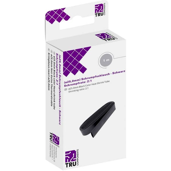 TRU COMPONENTS T1904CA034 Krympslang utan lim Svart 25 mm 12.50 mm Krympförhållande:2:1 1 m
