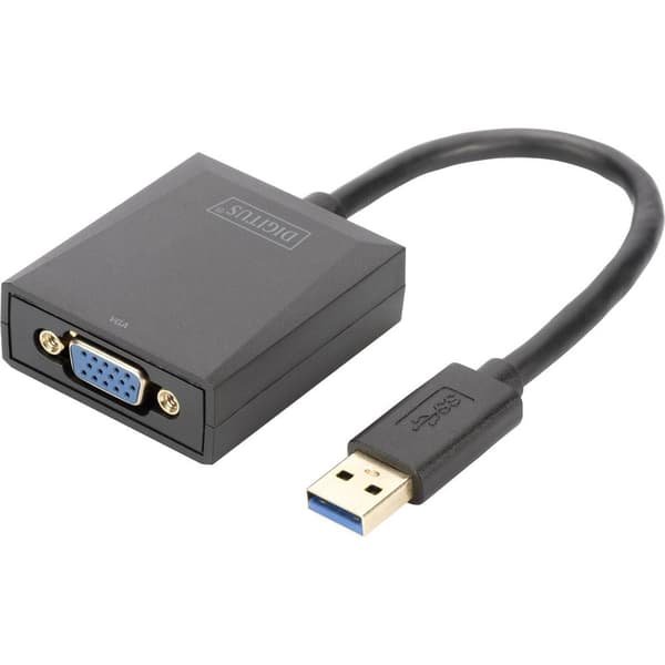 Digitus USB 3.0, VGA, Laptop, Skärm, Video Adapterkabel [1x USB 3.2 Gen 1 A hane (USB 3.0) - 1x VGA hona] DA-70840 15.0 Svart