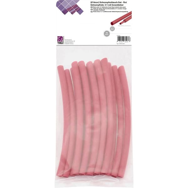 TRU COMPONENTS T1902CA036 Krympslang sortiment Röd 6 mm 2 mm Krympförhållande:3:1 15 st