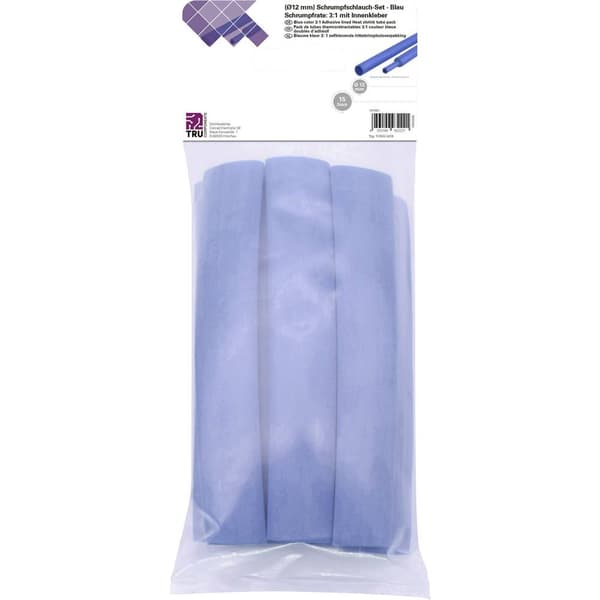 TRU COMPONENTS T1902CA038 Krympslang sortiment Blå 12 mm 4 mm Krympförhållande:3:1 15 st